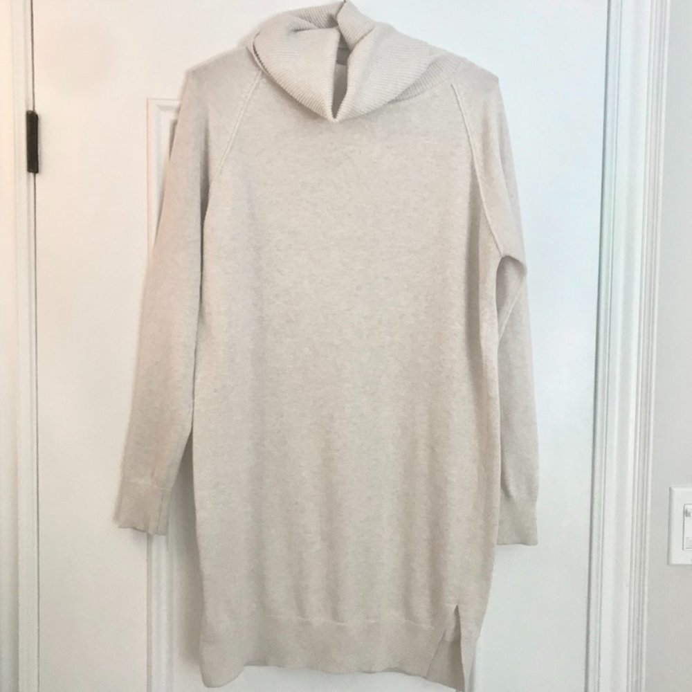 Lole beige cowl neck long sweater dress